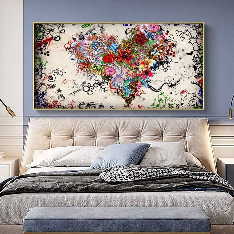 oversized abstract art in bedroom