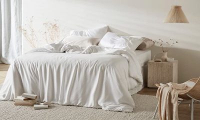 soft and comfortable bedding with white bamboo set
