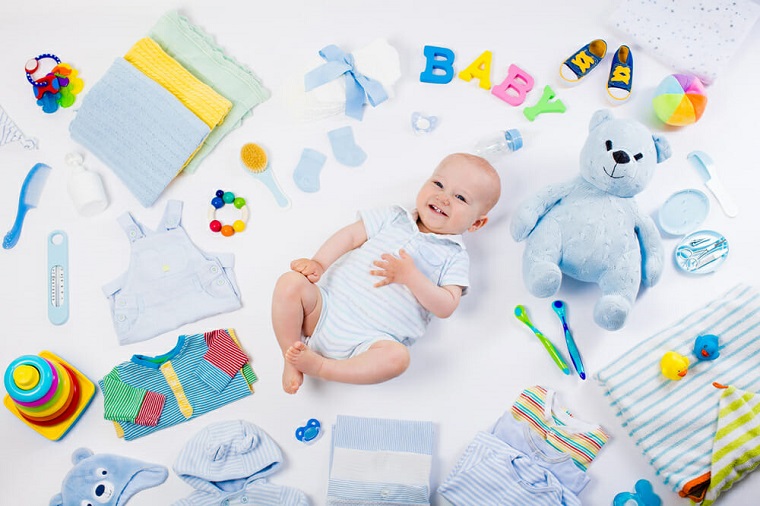 picture of a baby and all the essential products