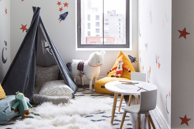 cute play corner in kids room