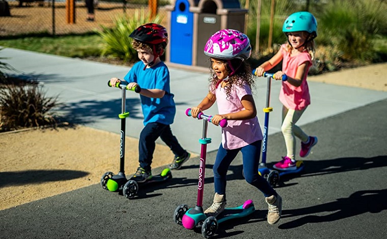 Kids riding scooters