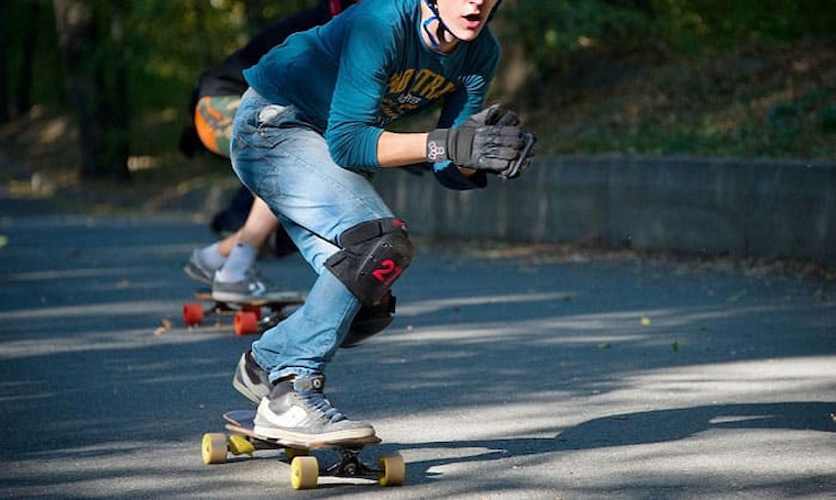 skateboarding with protective gear