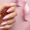 pink long nails with pink background
