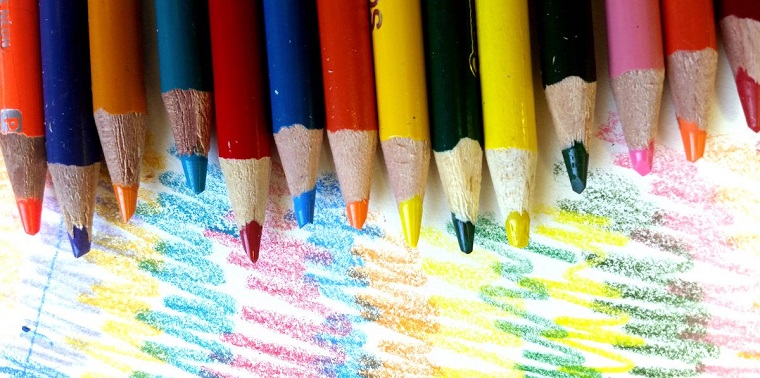 vibrant colours of colored pencils