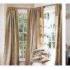 3 pictures of living rooms with big windows and curtains on it in one