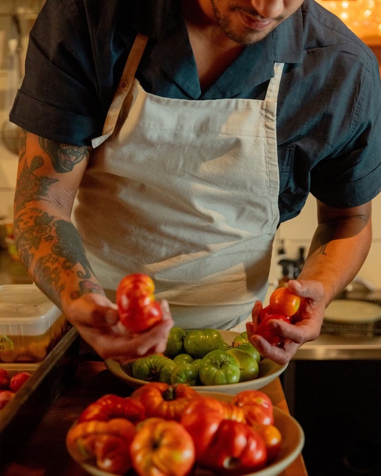 white apron